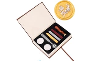 Yoption Wax Seal Stamp Kit, Eucalyptus Sealing Stamp with Gold Red Silver Sealing Wax Sticks Gift Box Set for Invitations, Cards, Letters, Gift Idea
