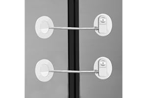 FRENFLU 2 Pcs Refrigerator Lock, Fridge Locks for Kids, Cabinet Locks with Keys, Mini Fridge Locks for Kids, Used in Refrigerator Door, Cabinets, Drawers, Toilet Seat (White Rotundity-2 Pack)