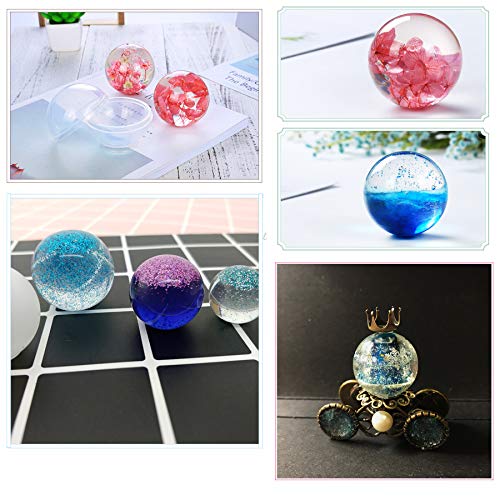 Miukada Sphere Silicone Resin Molds, Round Silicone Molds, Epoxy Resin Ball Molds for Resin Jewelry, Sope, Candle DIY Craft(Included Nonstick Silicone Measuring Cup/Mixing Cup/Two Stirrer Bars) - Thumbnail 3