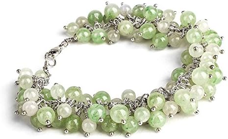 Big green Wire Wrapped Green Aventurine Gemstone Bracelet in Sterling Silver