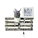 MyGift Wall-Mounted Rustic Torched Wood 3-Tier Staggered Display Shelves and 4 Key Hooks