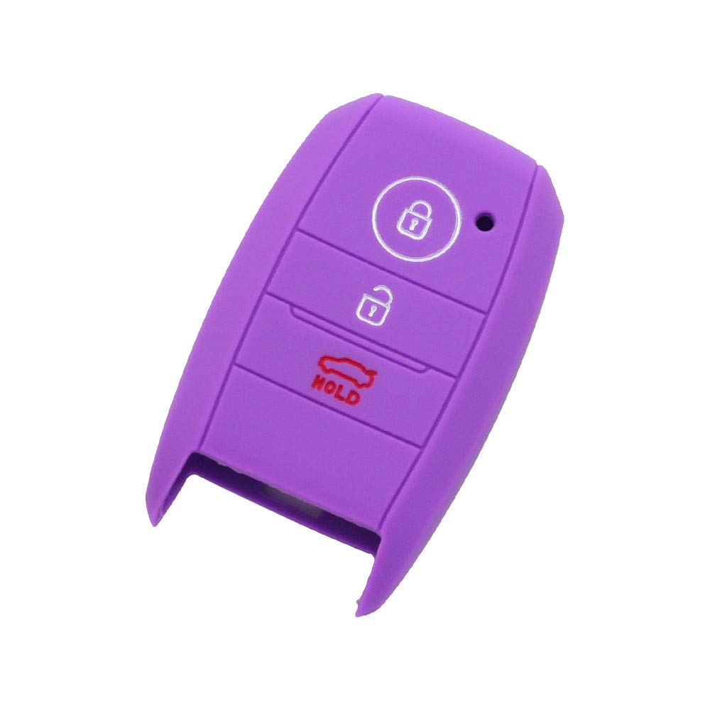 BROVACS Silicone Cover Protector Case Holder Skin Jacket Compatible with KIA 3 Button Smart Remote Key Fob CV9106 Purple