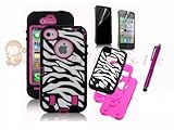 Otterbox design Zebra Deluxe Hard case OtterBox Design High Impact Hybrid Armor Defender Case Combo for Apple Iphone 4/4s and 5/5s with Premium HD Clear Screen Protector, 1 Free Beauty Stylus Pen and UCJJ Microfiber Sticker Digital Cleaner (Retail Pa