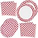 Gift Boutique 200 Pcs Red and White Gingham Party Supplies Set Paper Plate Napkin for Checkered Plaid Picnic BBQ Birthday Disposable Dinnerware Serve 50