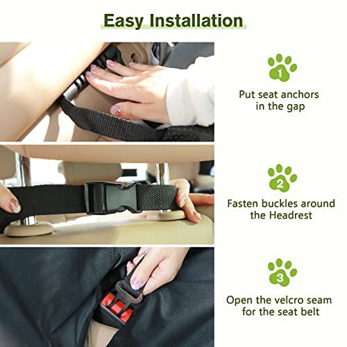 pecute Dog Car Seat Cover, Waterproof Rear Seat Covers for Dogs with Viewing Window, Dog Car Back Seat Protector Scratch Proof Nonslip for Cars Trucks SUV