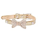 Pet Collars with Rhinestones Puppy Cat Collar Bling Bowknot for Dogs Female Girl (XS/ 1.5cm30cm, Gold)