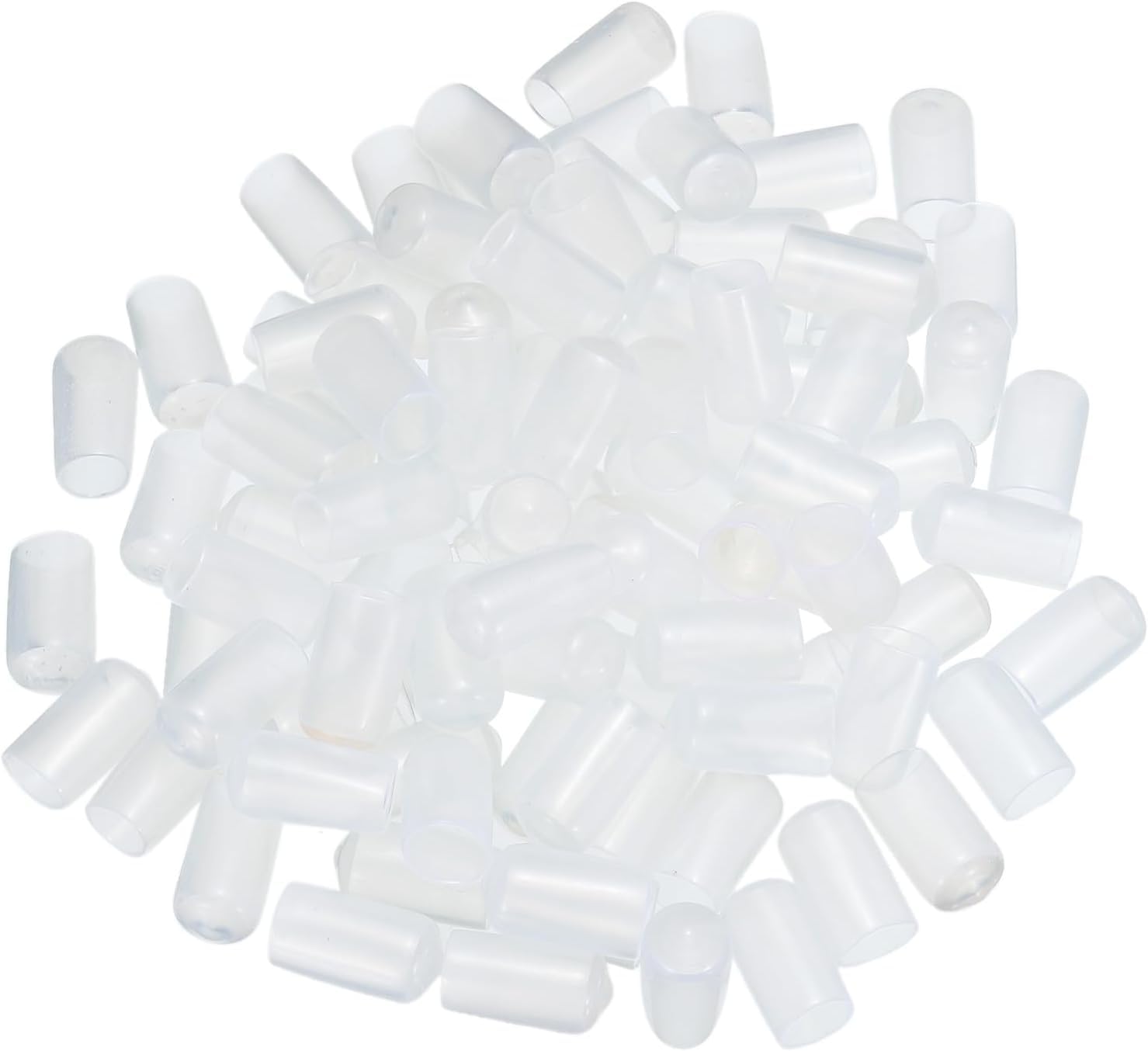 TA-VIGOR 100Pcs Rubber End Caps, 8mm ID Round Flexible Screw End Caps Thread Protectors, Clear Vinyl Bolt Covers Rubber Covers for Screws, Tubes, Cables, Wires, etc