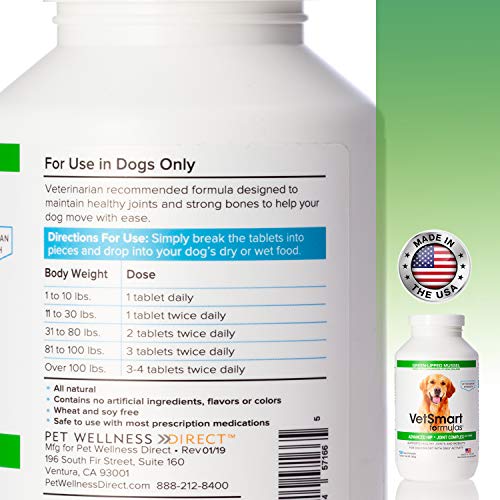 VetSmart Formulas Advanced Hip + Joint Complex with Green-lipped Mussel - Veterinarian Strength Dog Joint Pain Relief - 3 Bottle Pack