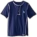 U.S. Polo Assn. Little Boys' Slub Jersey Short Sleeve Henley, Marina Blue, 5/6