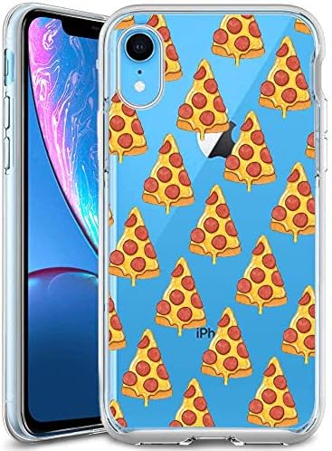 Pizza Clear Phone Case Compatible iPhone XR Customized Design by MERVELLE TPU Clear Shock-Proof Protective Case [Ultra Slim, Anti-Slippery]