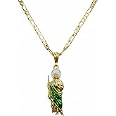 IMPRESSIVE Saint Jude Tadeo Necklace 20" Figaro Chain 14K Gold Plated Cadena de San Judas Tadeo Medalla de San Judas Oro Laminado Para Hombre Mujer