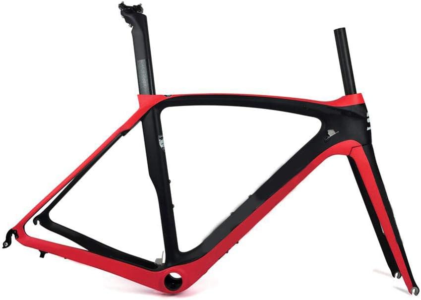 Full Carbon Road Bike Frame 700C Carbon Road Bike Frameset UD Matte Racing Bike Frames with BB386 Headphones(Red),50cm