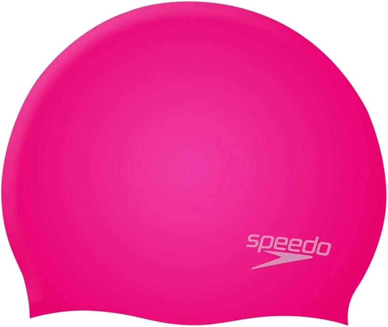 Speedo Unisex Youth Plain Moulded Silicone Swimming Cap Cherry Pink Blush