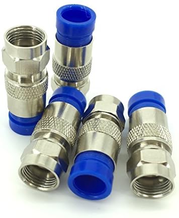 Amadear 20pcs Compression RG6 Connector coax Coaxial Adapter Plug for Satellite & Cable TV (Blue)