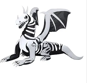 At homes Inflatable Yard Halloween Decoration 59.8 in L Skeleton Dragon, Multicolor, 738:6