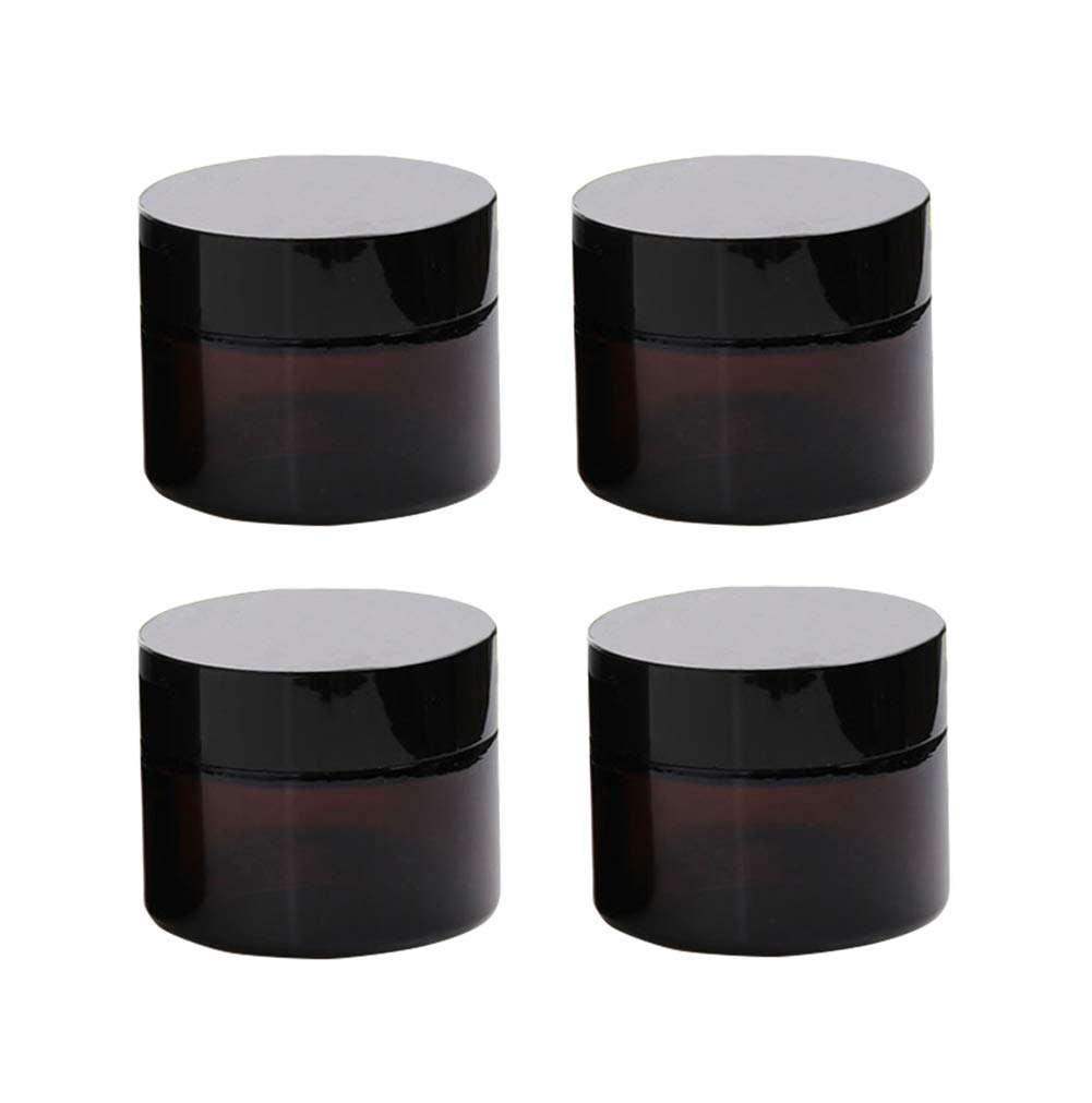 Download 4 Pcs 50g Amber Glass Cosmetic Jar Pot Skin Care Cream 50ml Refillable Eyeshadow Face Cream Bottle Brown Glass Cosmetic Container Diy Makeup Tool With Black Lid For Travel Packing Buy Online