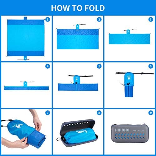 Nylon beach blanket with sand-resistant material and included carry bag.