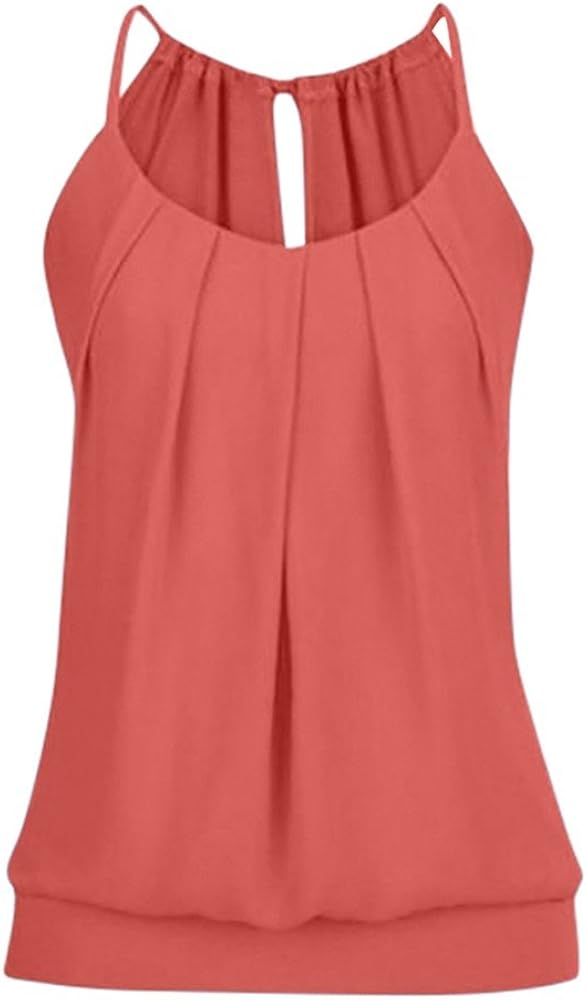 YANYUN Sexy Women Cami Tank Tops Fashion Basic Sleeveless Tshirts Summer Loose Wrinkled O Neck Baggy Sport Casual Blouse Vest