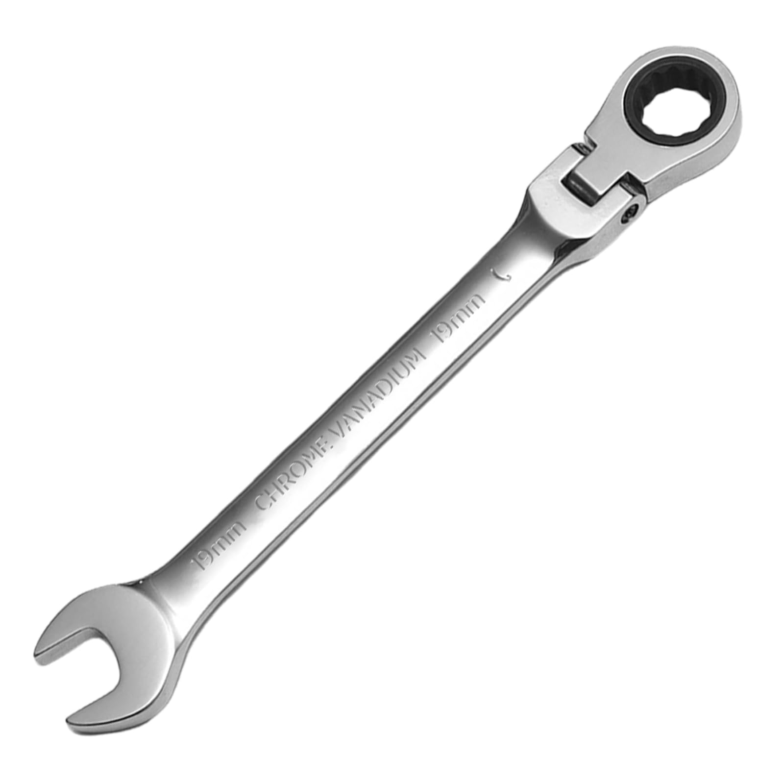 WISEUP Flexible Ratchet Spanner, 19mm Spanner, 180 ° Adjustable Socket Wrench, Anti-Rust Wrench Hand Tool