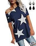 WAEKIYTL Women's Off Shoulder Short Sleeve T Shirt Casual Loose Fit Tops Blouses