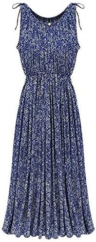 ESTD Women Fashion Boho Floral Sleeveless Long Dress Summer Maxi Beach Party Skirt (XL)