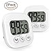 Digital Kitchen Timer, Gvoo Big Digits Loud Alarm Magnetic Backing Stand with Countdown LCD Display for Cooking, Baking 2 Pack White