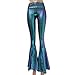 pinda Iridescent Mermaid High Waisted Wide Leg Yoga Bell Bottom Pants Leggings