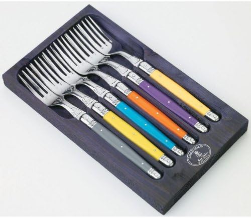 Laguiole Jean Dubost 93/13102 6 Forks in Wooden Case Aubergine