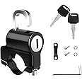 Ohleats Motorcycle Helmet Anti-Theft Lock, Motorbike and Bicycle Helmet Safety Lock with Two Keys, Handlebar Mounting Tamper-Proof Helmet Security Lock, Motorcycle Accessories (Black)