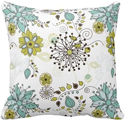 Blue and Green Spring Floral Pattern Pillowcases 16 x 16 Pillow Cover Set of 2 Pillowcase Twin Sides