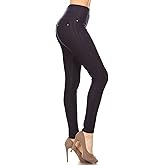 Leggings Depot Women's Cotton Blend Stretch Pull-on Jeggings Casual Pants with Pockets (Available in Plus Size)