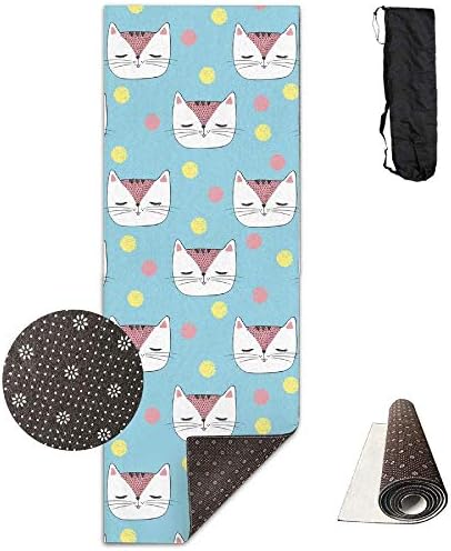 Useror Fitness Carrying Strap & Bag Premium Print Yoga Mat Sketch White Cat Model 71 x 24 Ince