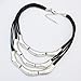 LINJIE JEWELRY Womens Multilayer Pendant Choker Necklace Strands Leather Cord Chain Gold Alloy