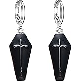 WCRAZYE Gothic Coffin Earrings for Women Retro Exaggerated Punk Goth Red Coffin Vampire Cross Dangle Drop Earrings Halloween Christmas New Year Jewelry Gift
