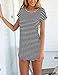 OURS Women's Scoop Neck Stripes Short Sleeves Casual Jersey Shift Dress (XXL, Black)
