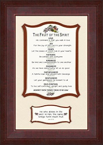 Fruit of the Spirit Scripture Galatians 5:22 Framed Art Gift of Christian Values and qualities we strive to Live by and Serve God (Stepped Mahagony)