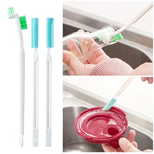 NewFerU Tiny Window Door Track Groove Gap Cleaning Scrub Brush Set Utility Deep Detail Scrubber Cleaner Tool with Thin Handles for Small Hole Corner Spaces of Bottle Caps,Grout,Tile,Keyboard (2)