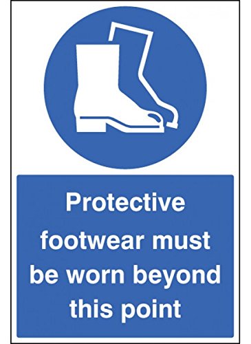 Caledonia Signs 58828 Protective Footwear Must Be Worn Floor Graphic Label, 400 mm x 600 mm
