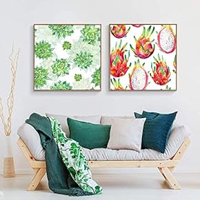 Floating Framed Canvas Wall Art for Living Room, Bedroom Green Plant Cactus Canvas Prints for Home Decoration Ready to Hang - 16"x16"x2 Panels