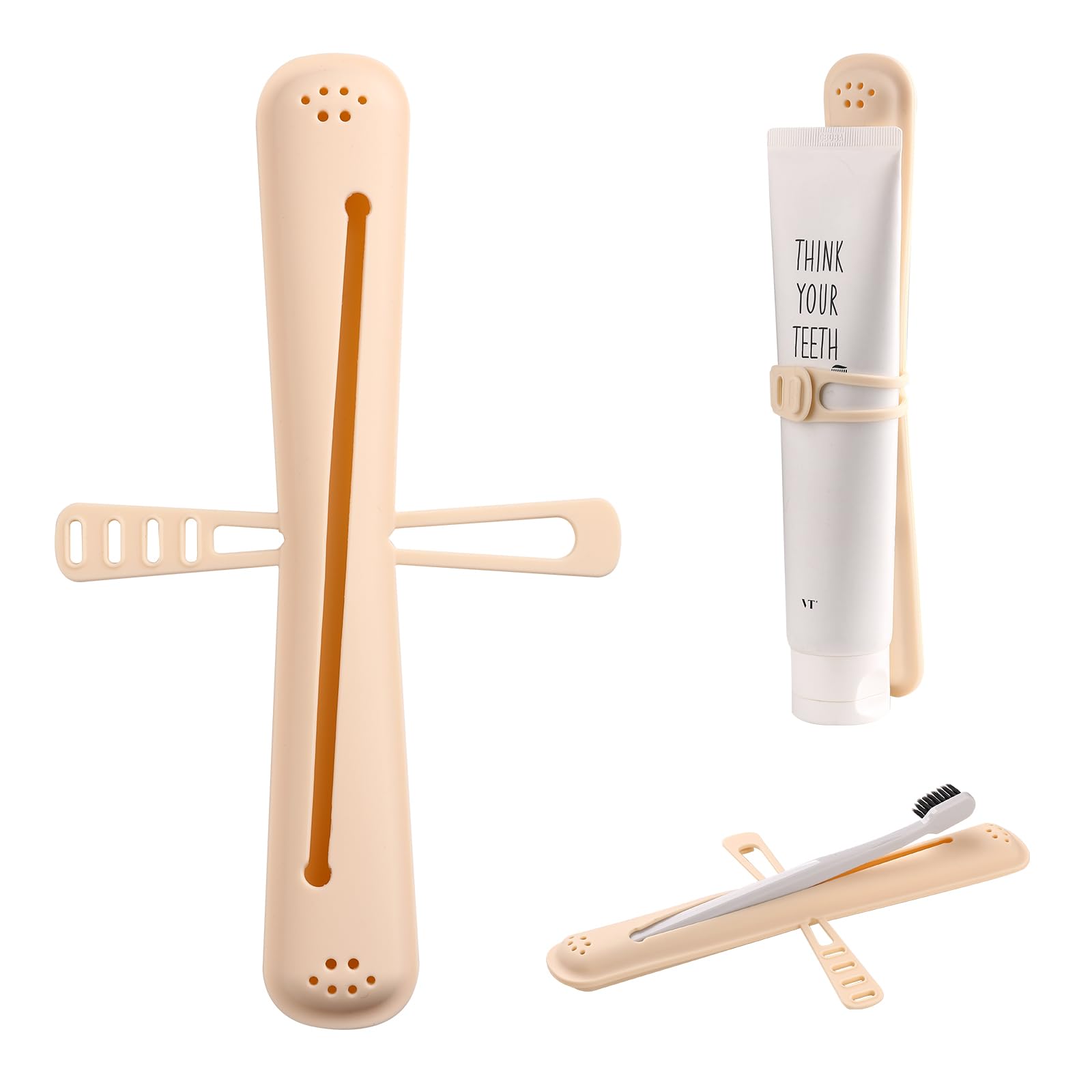 Photo 1 of 1Pack Silicone Travel Toothbrush Case, Portable Tooth Brush Holder with Toothpaste Storage, Compact Toothbrush Container for Travel, Camping, Home, School, Business-Breathable & Hanging Design(Yellow)