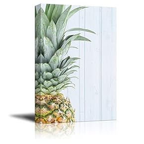 Canvas Print Wall Art - Pineapple on Retro Style Background - Gallery Wrap Modern Home Art | Ready to Hang - 12x18 inches