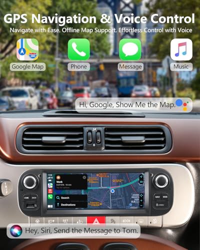 Ankeway 6.86 Inch Car Radio for Fiat Panda 319 (2013-2020) with Android Auto and Wireless Carplay, Car Radio Bluetooth Android Stereo with Reversing Camera/Mic/Canbus/WiFi/USB/App Store 2G+32G