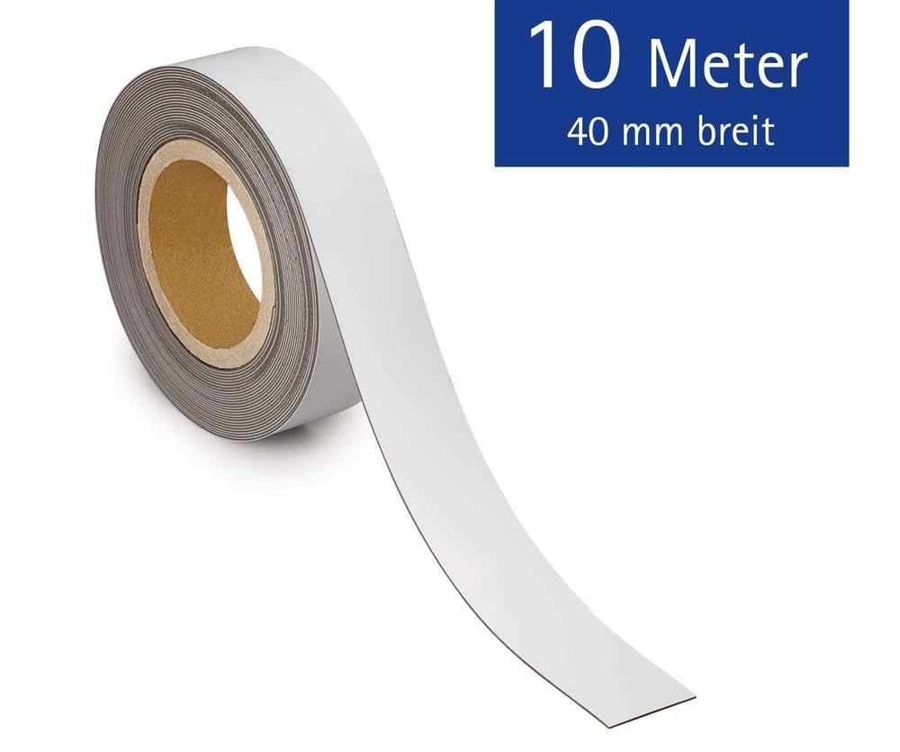 MAUL 10 m x 40 x 1 mm Marking Magnetic Labelling Tape - White