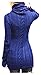 v28 Women Polo Neck Turtleneck Knit Stretchable Elasticity Long Slim Sweater (S,Blue)