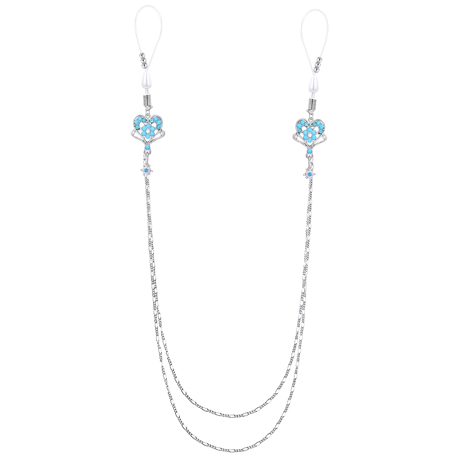 D.Bella Fake Nipple Dangle Ring Non Piercing Nipple Rings Silicone Noose with Dangle Chain Nipplerings Body Jewellery for Women