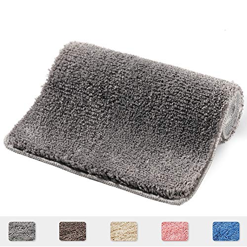 RJUN Bathroom Rug, 31x20, Non Slip Bath Mat Water Absorbent Soft Microfiber Shaggy Bathroom Mat, Machine Washable Bath Rug, Perfect Plush Carpet Mats for Tub, Shower, and Bath Room (20"x31", Gray)