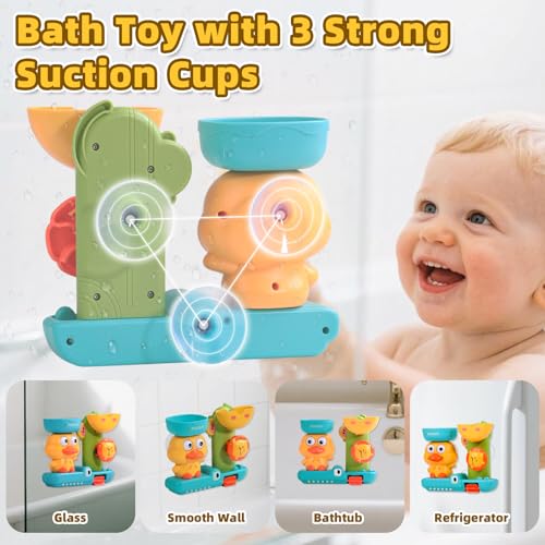 Toys for 1 year old, toys bathtub baby toys 18 months pool water games baby includes 1 ladle for water and 3 stackable cups of animals gift baby boys girls 1 2 3 years