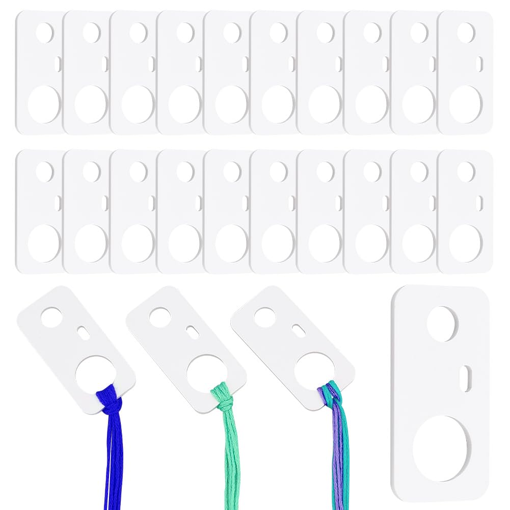 PH PandaHall 30pcs Acrylic Embroidery Floss Drop White Embroidery Thread Organizers Slim Floss Bobbins Cross Stitch Thread Bobbins for Craft Sewing Thread Storage Stitch Supplies 0.96x1.94inch