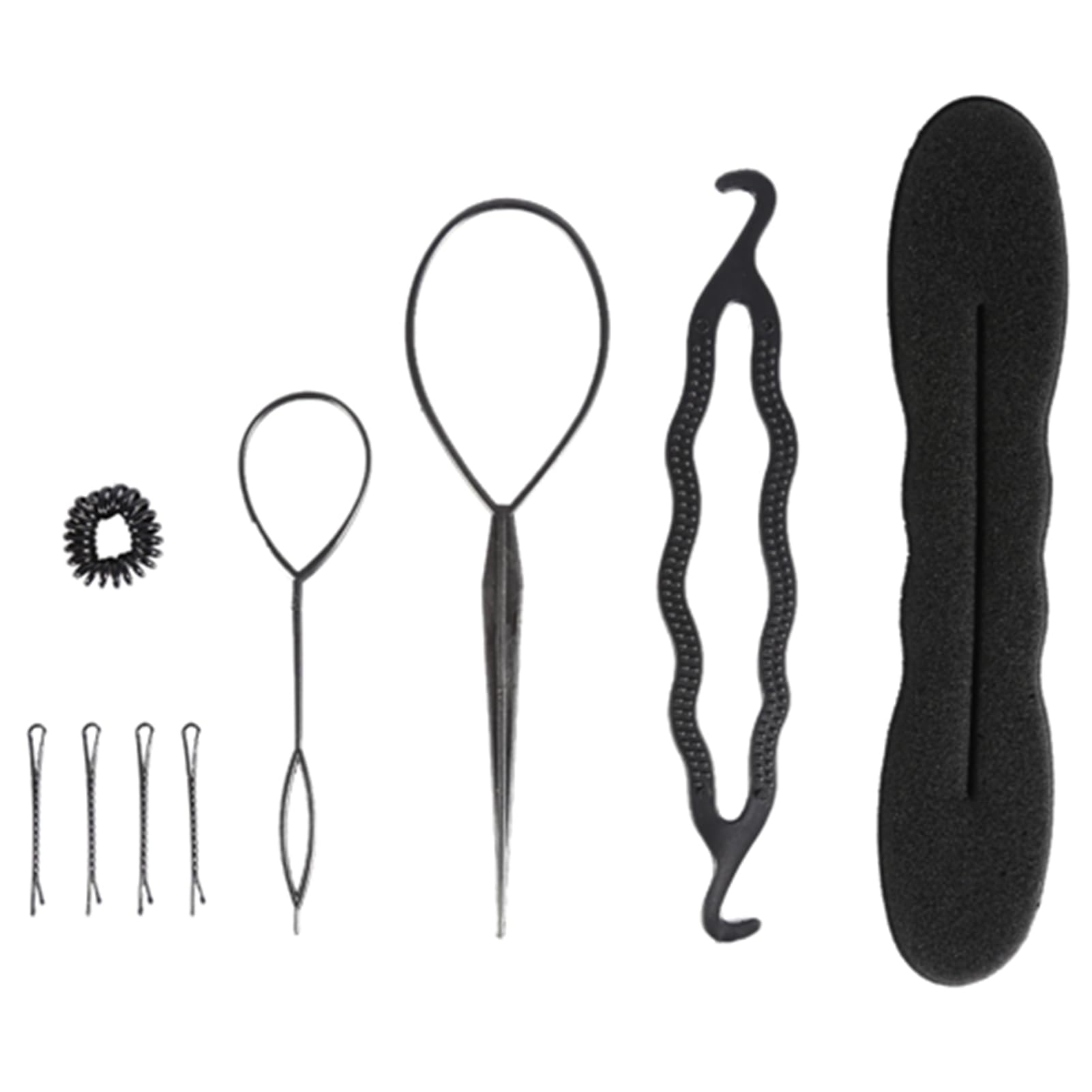 Hair Bun Maker, 9 Pieces Hair Styling Accessories, Magic Hair Braiding Tool, Sponge Hair Foam Twister Lazy Hairpin Tool Ponytail Pull Through Hair Hoop Tool Topsy Tail Hair Tool Set for Girls Women