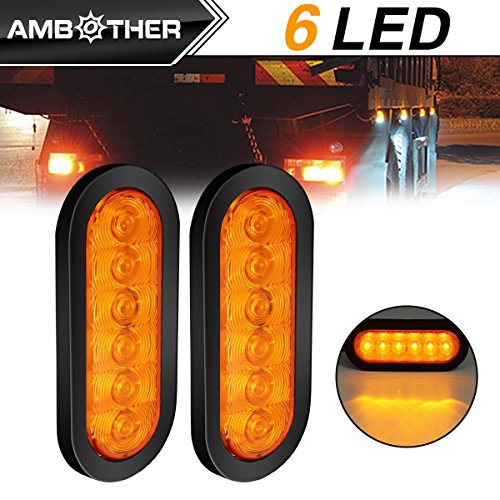 Ambother 2X 6'' Led Trailer Lights Oval Lights, Tow Towing Rear Stop Turn Signal And Parking Light Kit, Tail Brake Side Marker Lights For Car Truck 12V Waterproof Amber (Pack Of 2) (5299372744864)